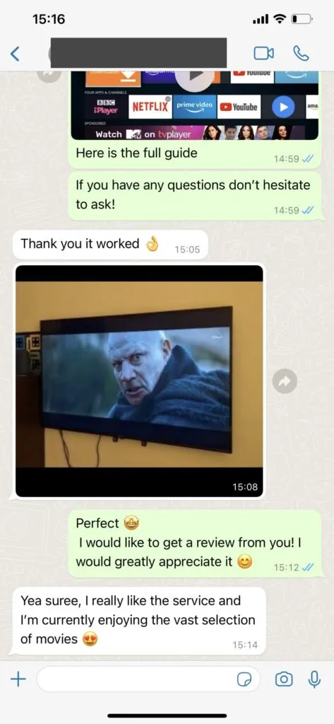 WhatsApp customer support chat screenshot example 1 demonstrating quick resolution