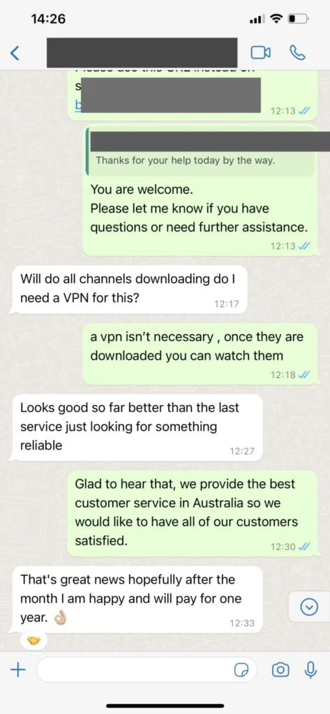 WhatsApp customer support chat screenshot example 3 demonstrating quick resolution